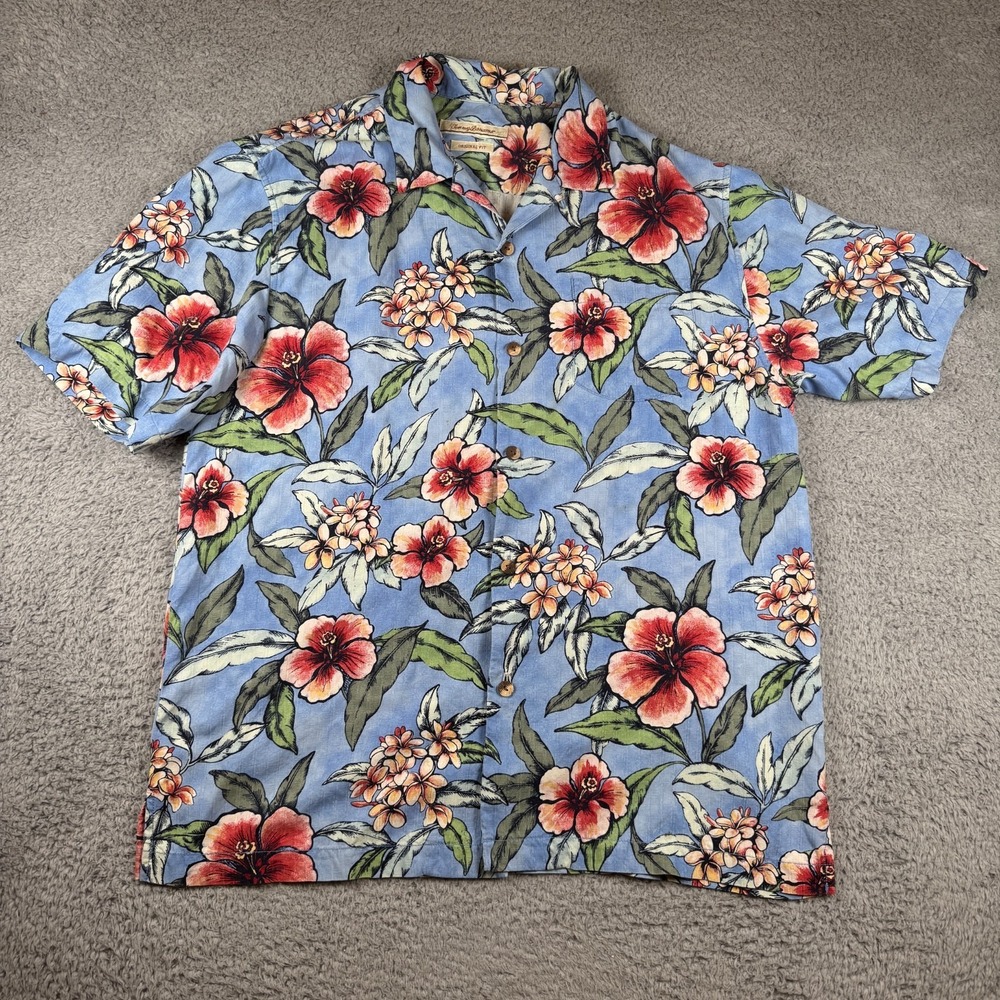 Tommy Bahama‎ Silk Button Down Hawaiian Shirt Large Vintage Men's